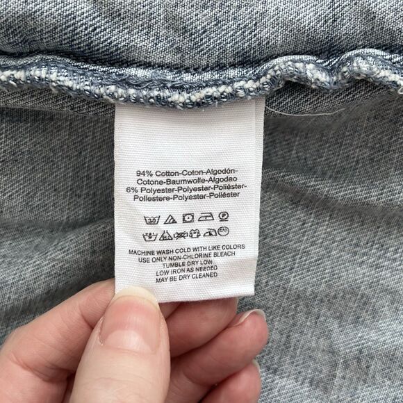 Free People Distressed Denim Jacket Womens Size Small Blue Jean Boho - Picture 6 of 6